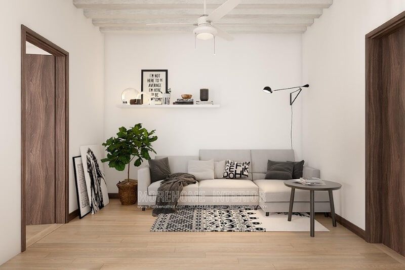 Sofa góc hiện đại bọc vải đẹp tại khu vực hành lang tầng