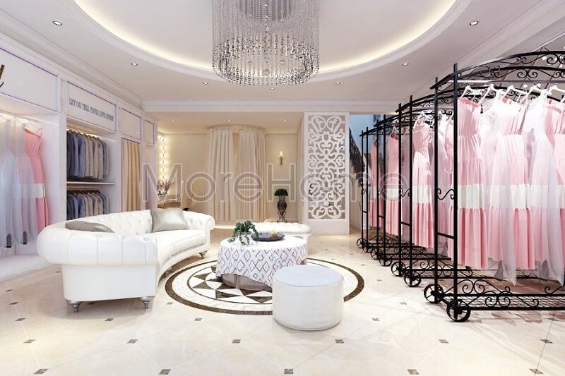 Mẫu thiết kế showroom áo cưới Calla Lily Vũng Tàu tinh tế với cách bố trí nội thất hợp lí và hài hòa.