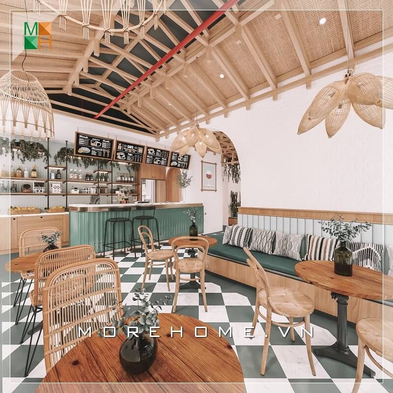 Ấn tượng với mẫu thiết kế quán cafe phong cách hiện đại với sự pha trộn màu sắc độc đáo, lạ mắt